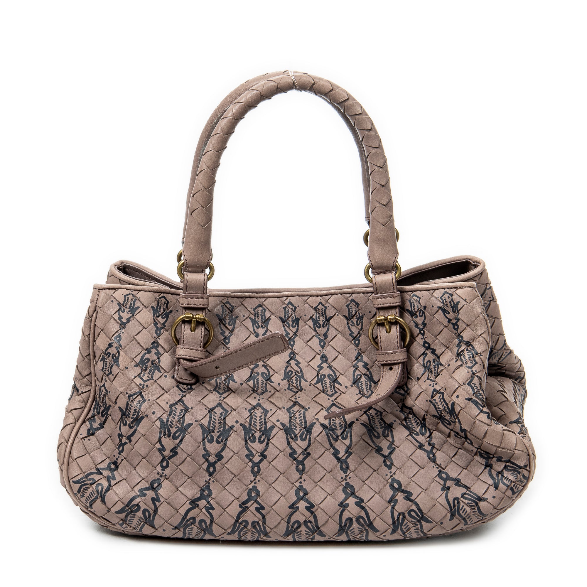 Handbag Buckle Tote Pink Printed Intrecciato Leather