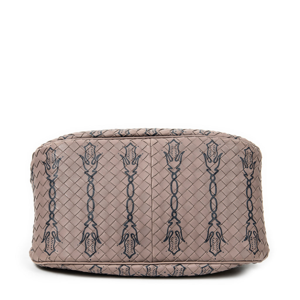 Handbag Buckle Tote Pink Printed Intrecciato Leather