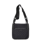 Shoulder Bag Front Slip Pocket Crossbody Black Monogrammed Canvas