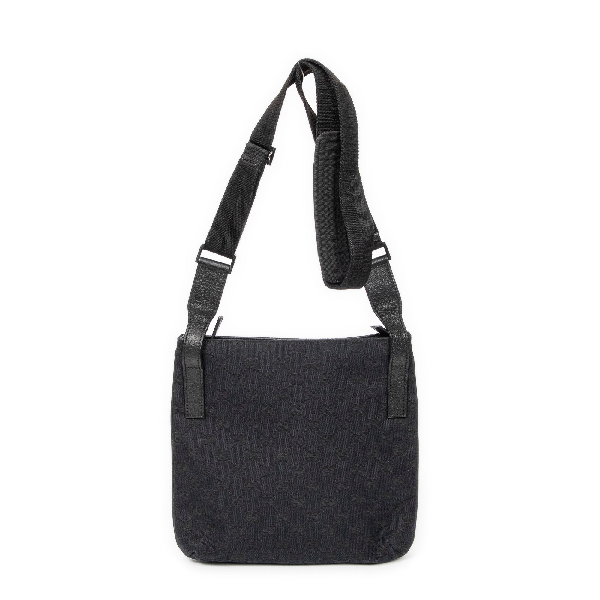 Shoulder Bag Front Slip Pocket Crossbody Black Monogrammed Canvas