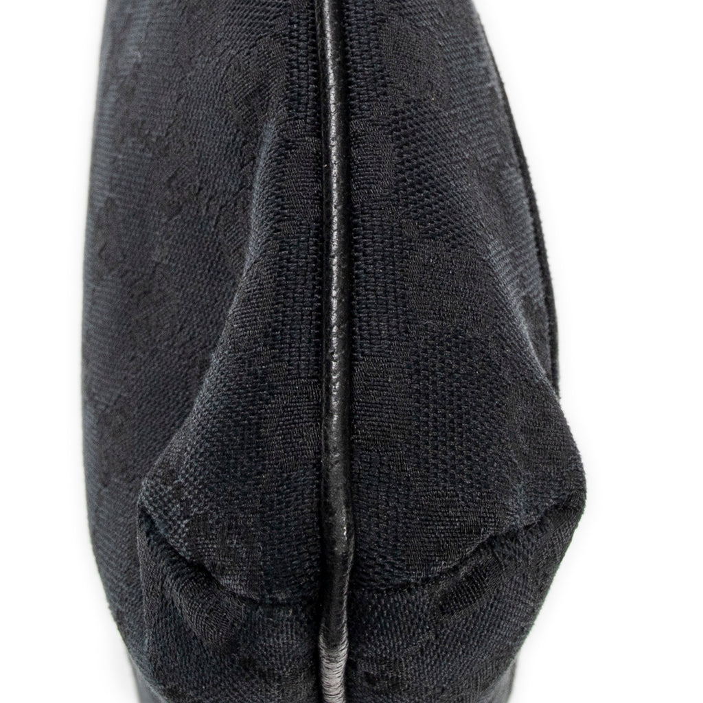 Shoulder Bag Front Slip Pocket Crossbody Black Monogrammed Canvas
