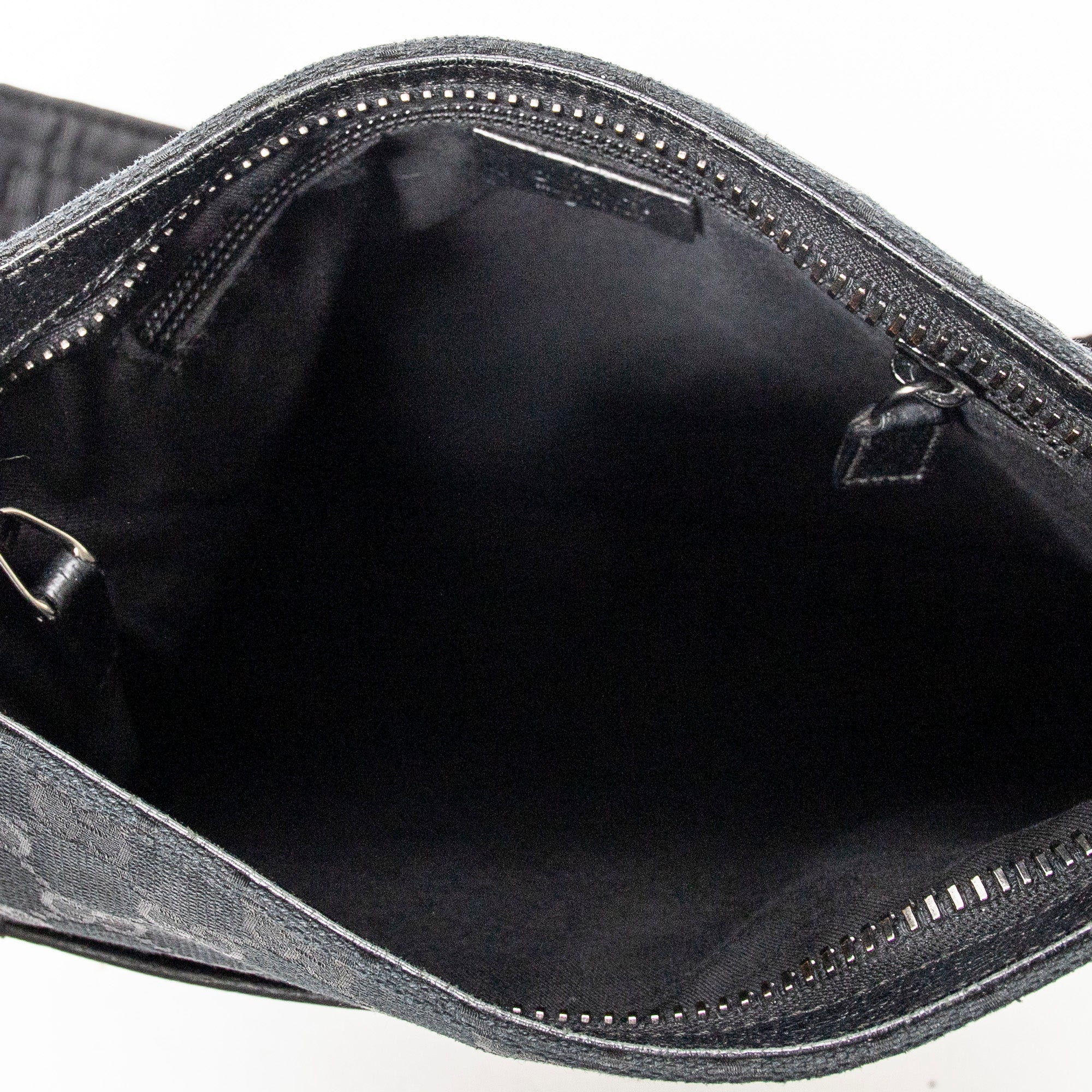 Shoulder Bag Front Slip Pocket Crossbody Black Monogrammed Canvas