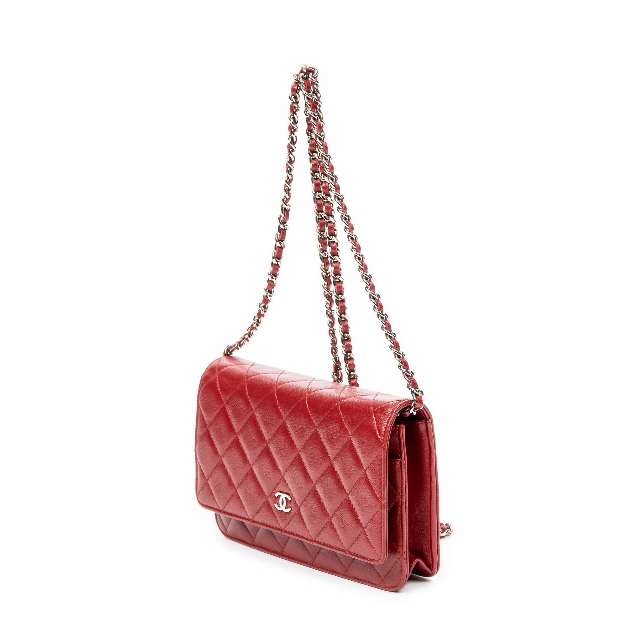 Shoulder Bag Classic Wallet on Chain Red Quilted Lambskin Leather