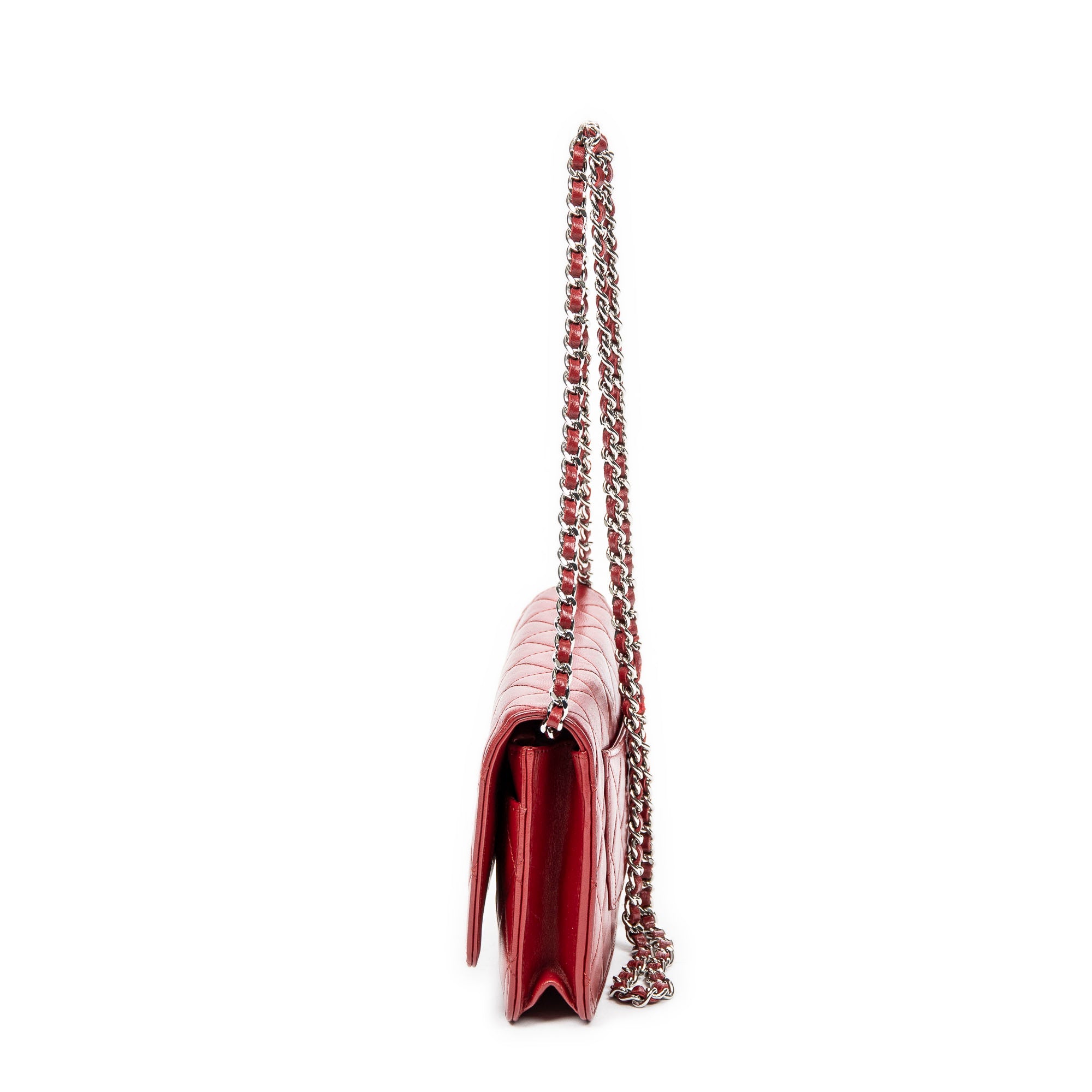 Shoulder Bag Classic Wallet on Chain Red Quilted Lambskin Leather