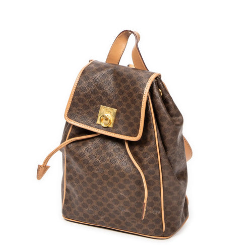 Backpack Small Flap Drawstring Backpack Beige Macadam Coated Canvas