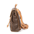Mochila pequeña con solapa y cordón, lona revestida Macadam beige