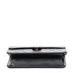 Shoulder Bag Vintage Push Lock Straight Flap Black Quilted Lambskin Leather