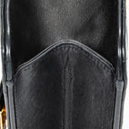 Shoulder Bag Vintage Push Lock Straight Flap Black Quilted Lambskin Leather