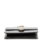 Shoulder Bag Vintage Push Lock Straight Flap Black Quilted Lambskin Leather