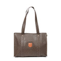 Shoulder Bag Zip Shopping Tote Brown Macadam Coated Canvas