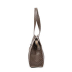Shoulder Bag Zip Shopping Tote Brown Macadam Coated Canvas
