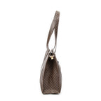 Shoulder Bag Zip Shopping Tote Brown Macadam Coated Canvas