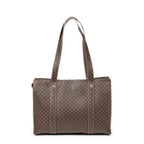 Shoulder Bag Zip Shopping Tote Brown Macadam Coated Canvas