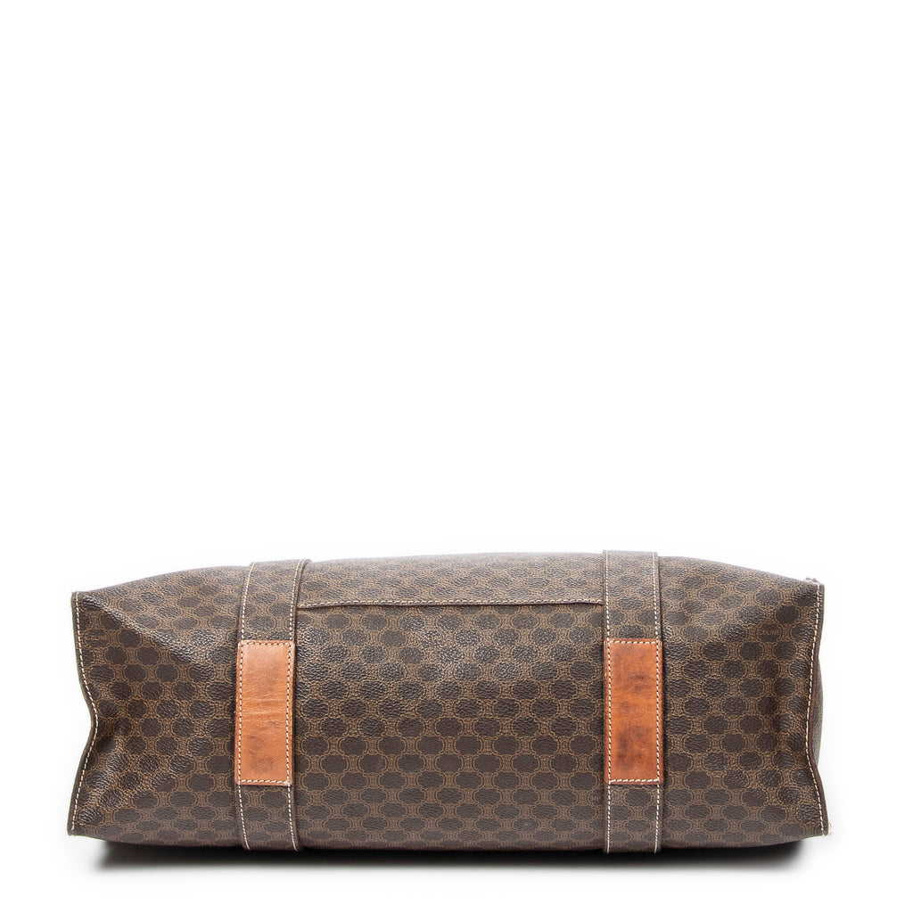 Shoulder Bag Zip Shopping Tote Brown Macadam Coated Canvas