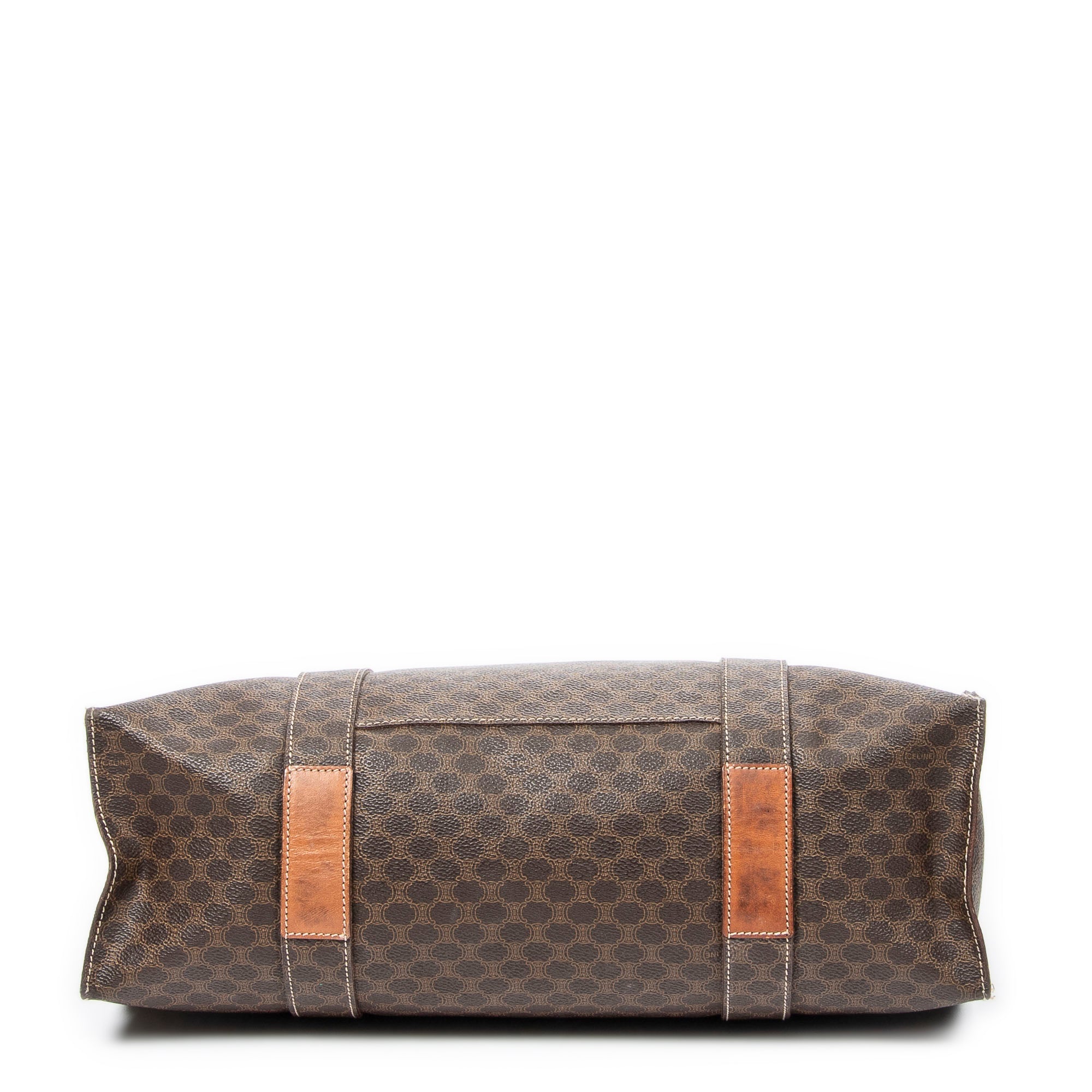 Shoulder Bag Zip Shopping Tote Brown Macadam Coated Canvas