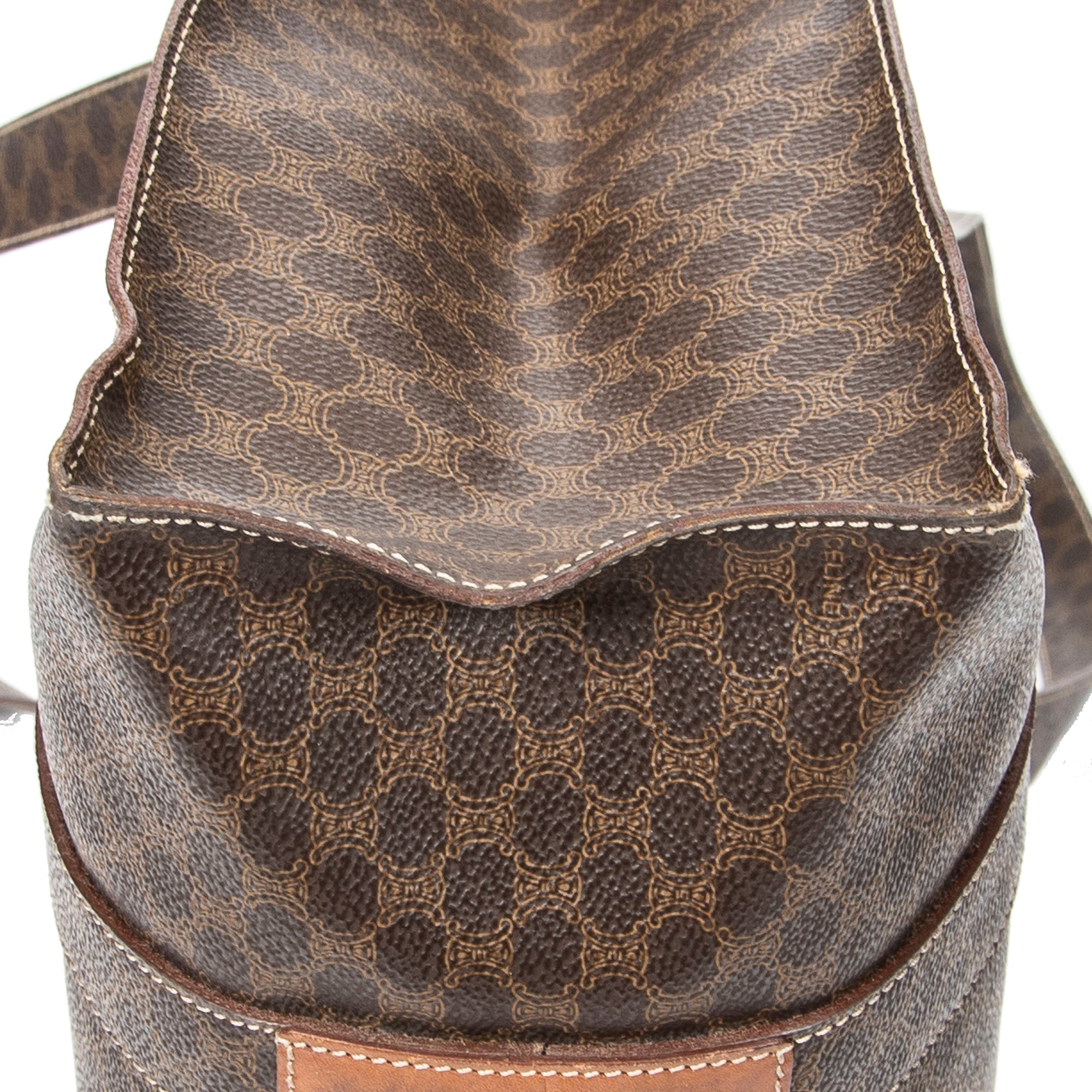 Shoulder Bag Zip Shopping Tote Brown Macadam Coated Canvas