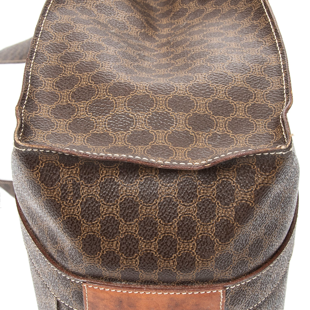 Shoulder Bag Zip Shopping Tote Brown Macadam Coated Canvas