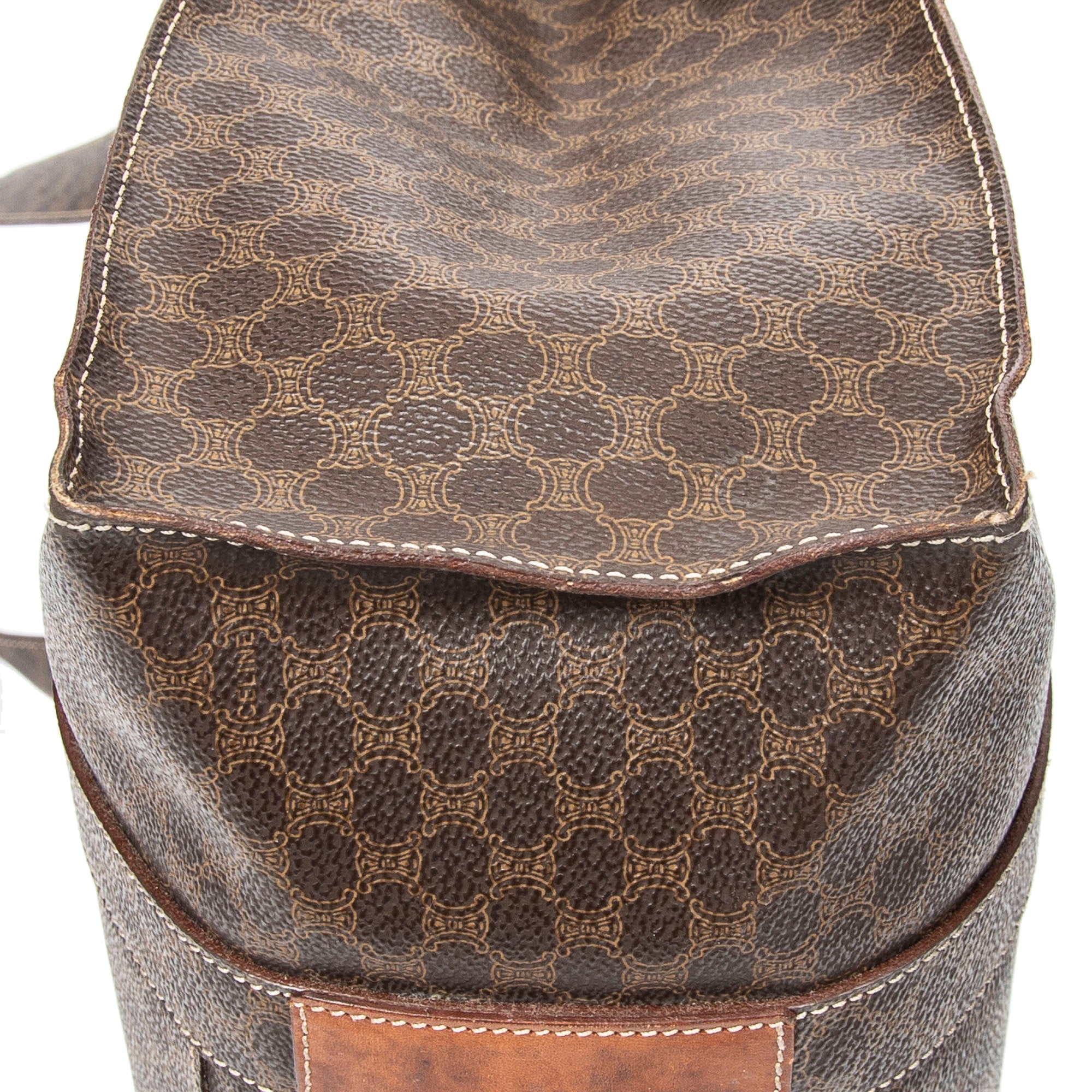 Shoulder Bag Zip Shopping Tote Brown Macadam Coated Canvas