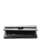 Shoulder Bag Vintage Push Lock Straight Flap Black Quilted Lambskin Leather