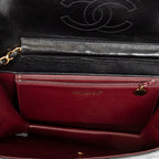 Shoulder Bag Vintage Push Lock Straight Flap Black Quilted Lambskin Leather