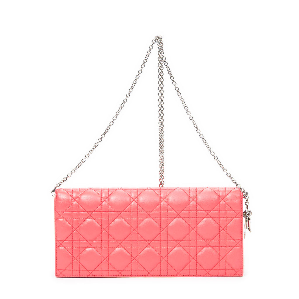 Shoulder Bag Cannage Chain Clutch Fuchsia Pink Cannage Lambskin Leather