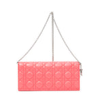 Shoulder Bag Cannage Chain Clutch Fuchsia Pink Cannage Lambskin Leather