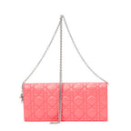 Shoulder Bag Cannage Chain Clutch Fuchsia Pink Cannage Lambskin Leather