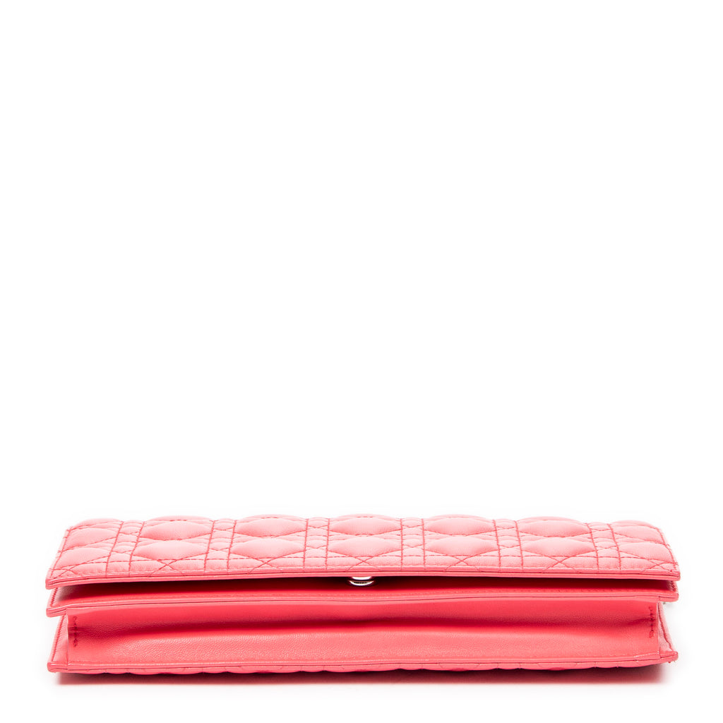 Shoulder Bag Cannage Chain Clutch Fuchsia Pink Cannage Lambskin Leather