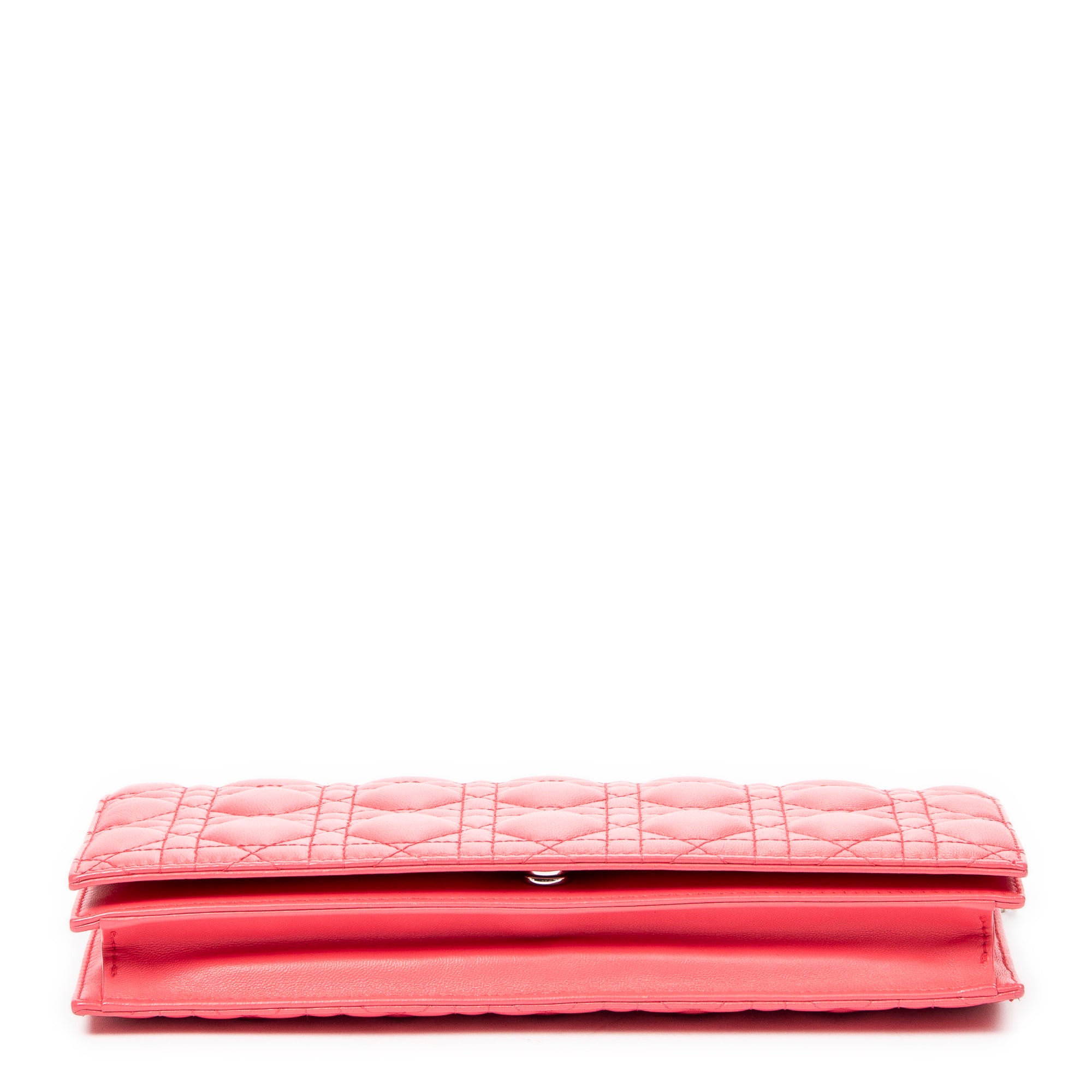 Shoulder Bag Cannage Chain Clutch Fuchsia Pink Cannage Lambskin Leather