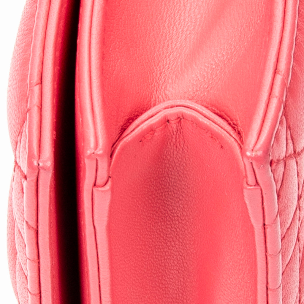 Shoulder Bag Cannage Chain Clutch Fuchsia Pink Cannage Lambskin Leather