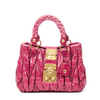 Handbag Bauletto Aperto Fuchsia Pink Matelasse Lux Leather