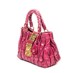 Handbag Bauletto Aperto Fuchsia Pink Matelasse Lux Leather