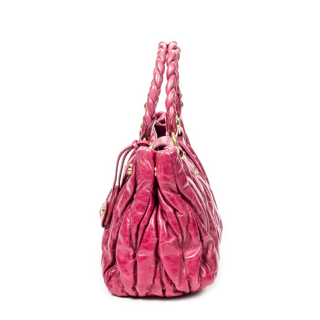 Handbag Bauletto Aperto Fuchsia Pink Matelasse Lux Leather