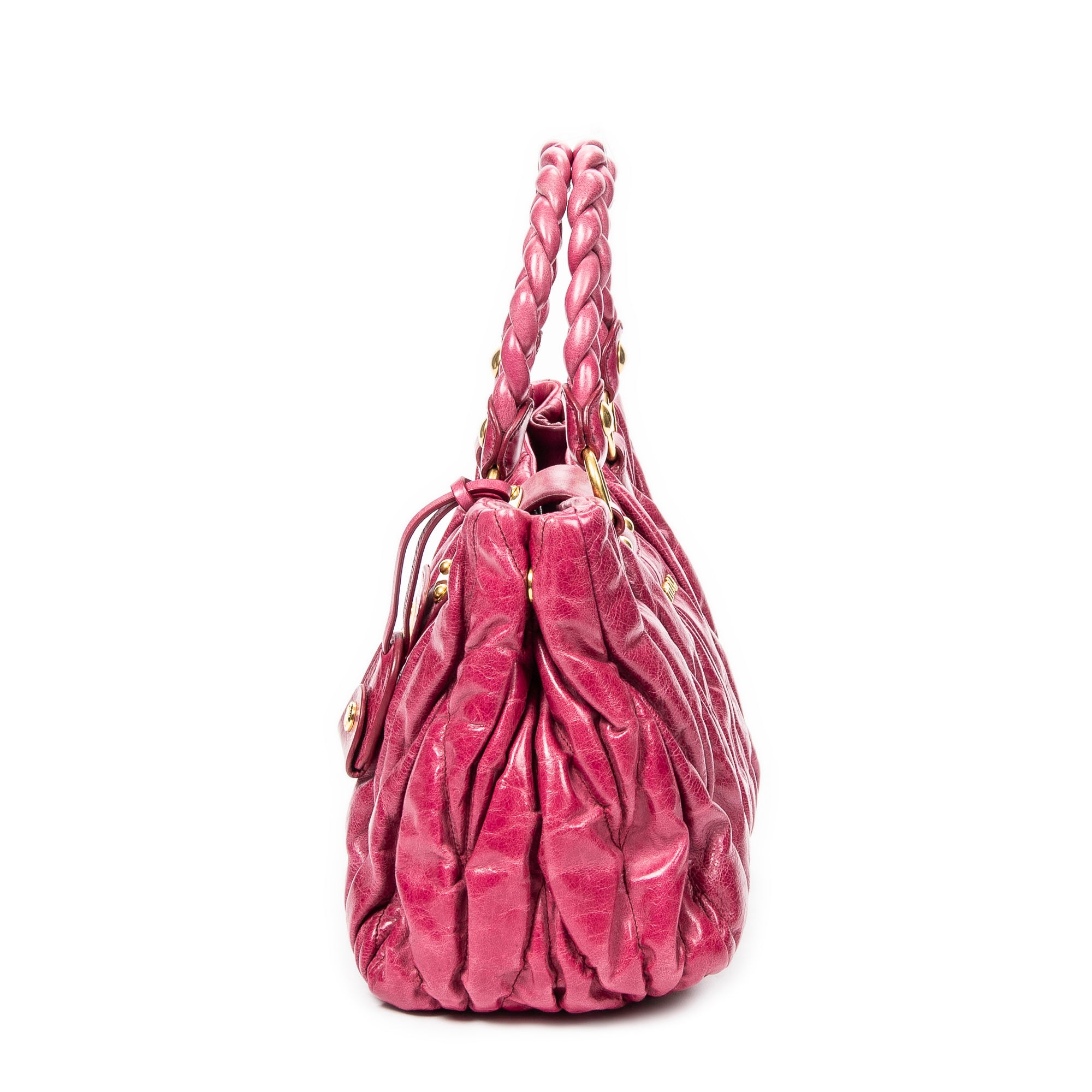Handbag Bauletto Aperto Fuchsia Pink Matelasse Lux Leather