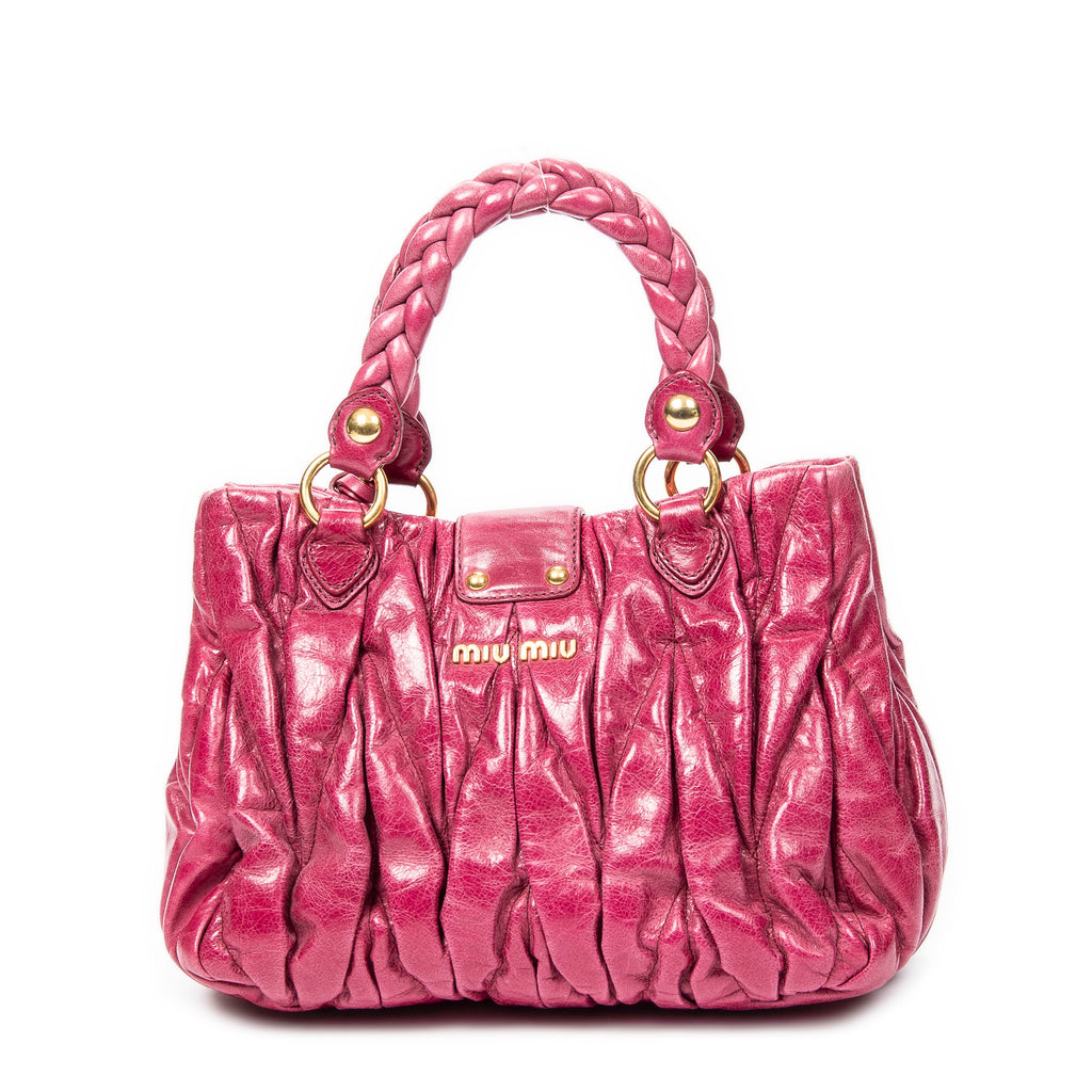 Handbag Bauletto Aperto Fuchsia Pink Matelasse Lux Leather