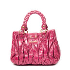Handbag Bauletto Aperto Fuchsia Pink Matelasse Lux Leather