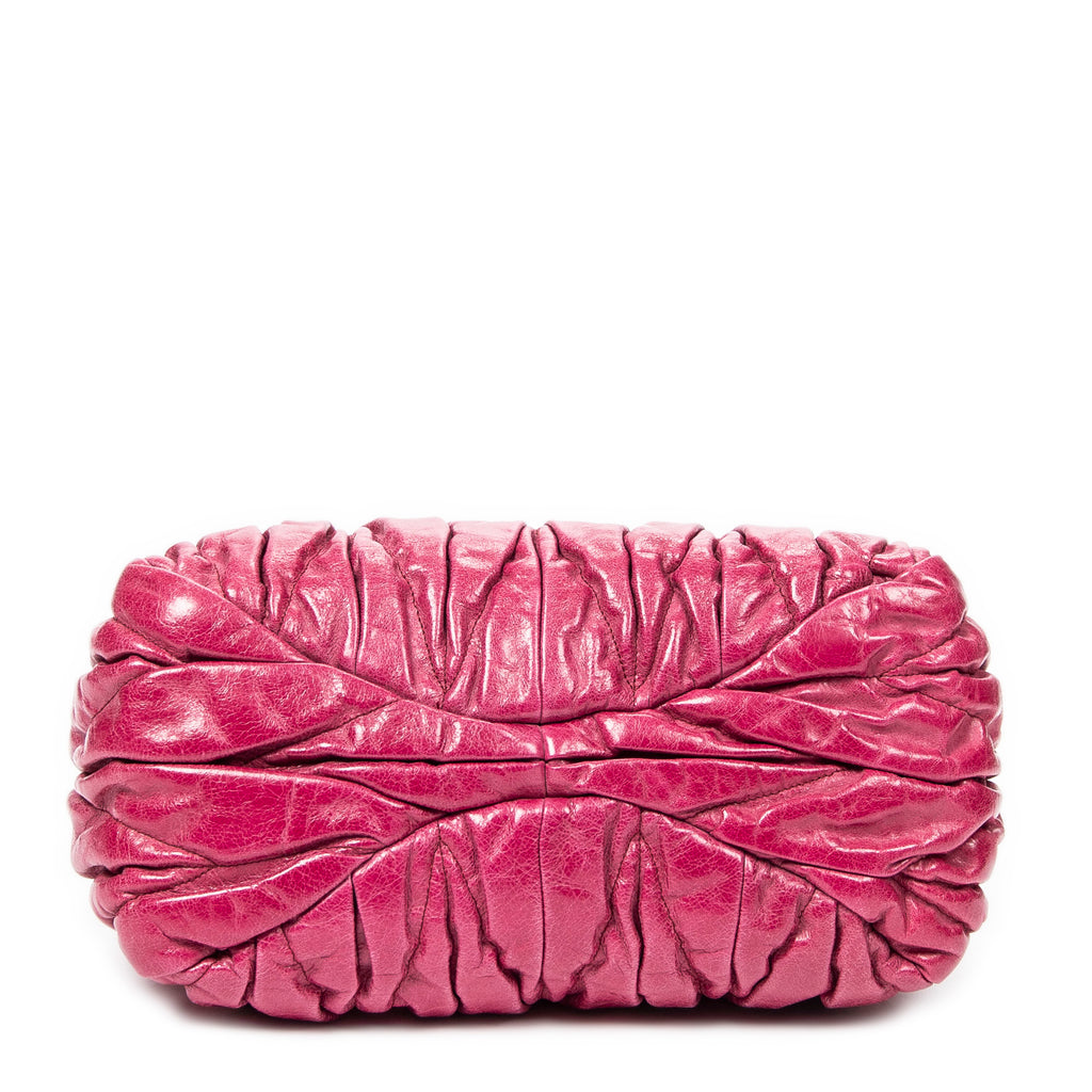 Handbag Bauletto Aperto Fuchsia Pink Matelasse Lux Leather