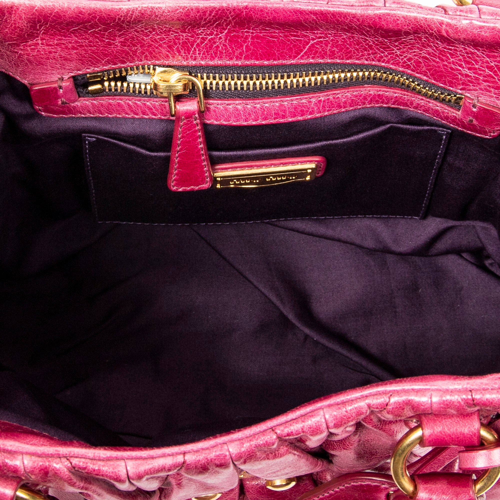 Handbag Bauletto Aperto Fuchsia Pink Matelasse Lux Leather