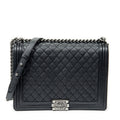Shoulder Bag Large Boy Black Quilted Calfskin Leather