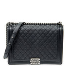 Shoulder Bag Large Boy Black Quilted Calfskin Leather