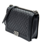 Shoulder Bag Large Boy Black Quilted Calfskin Leather