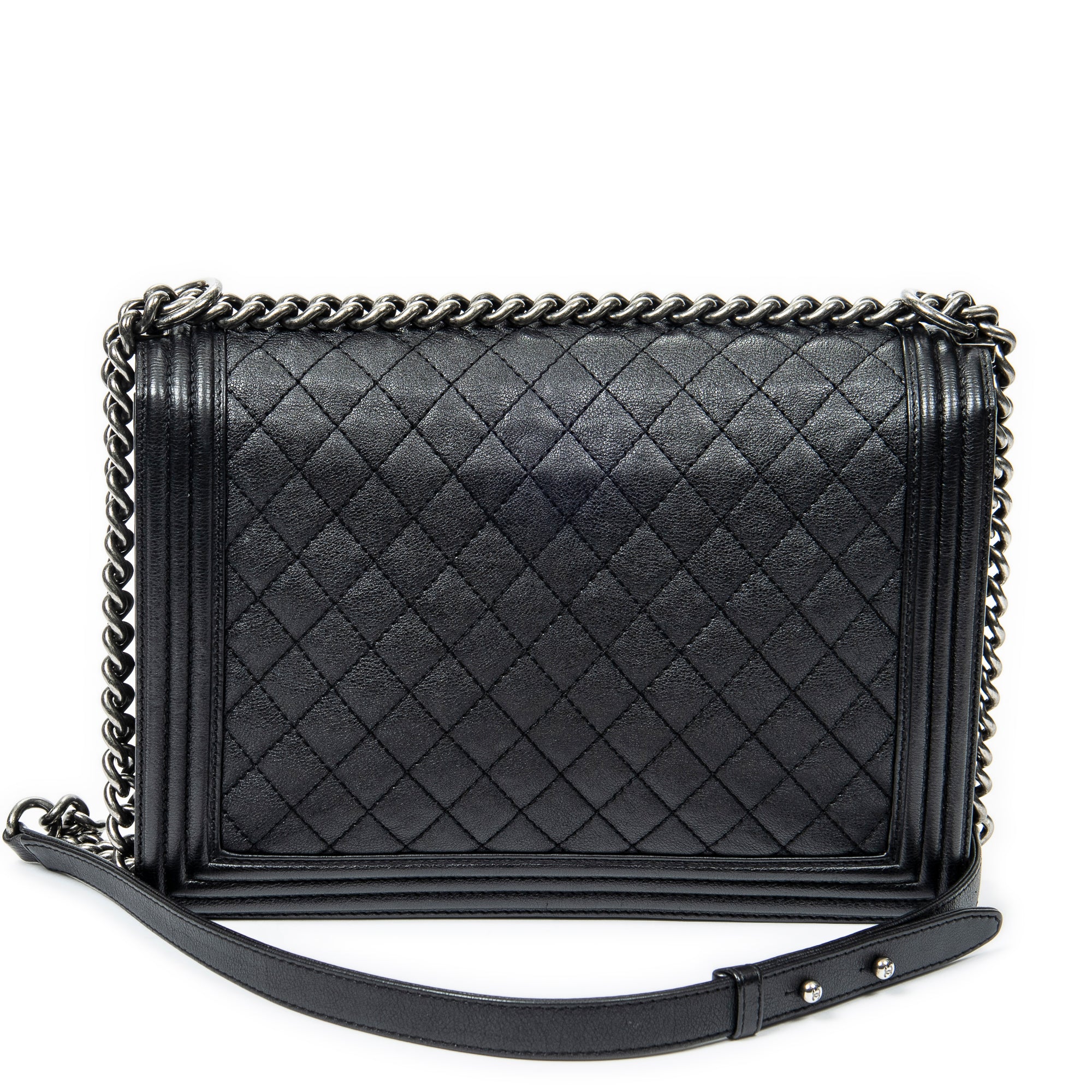 Shoulder Bag Large Boy Black Quilted Calfskin Leather