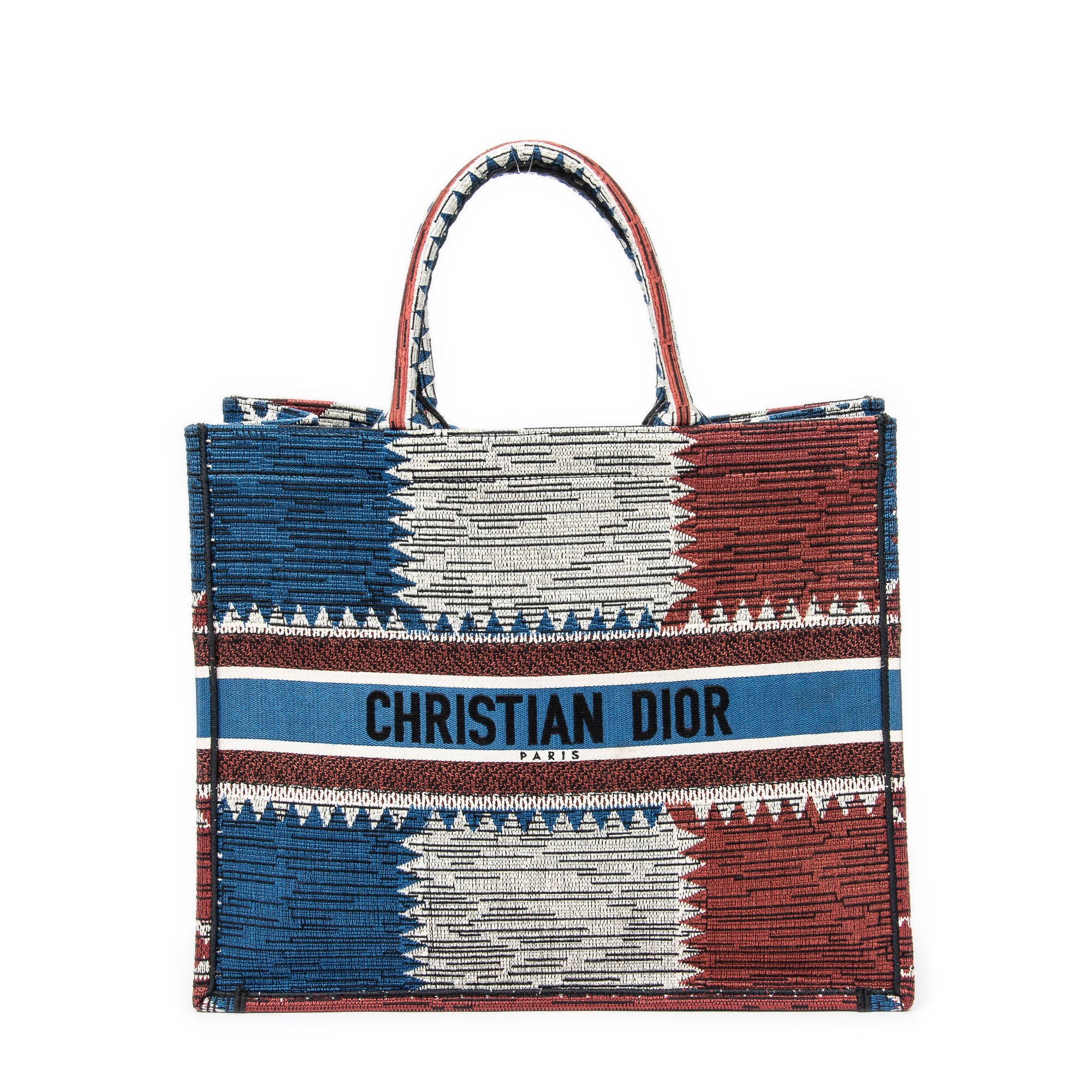 Handbag Large Book Tote Blue Embroidered Canvas