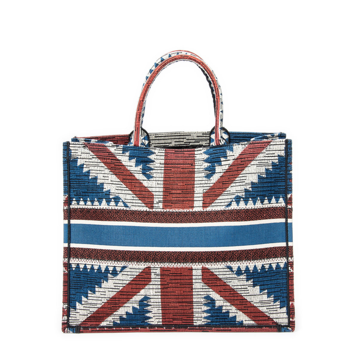 Handbag Large Book Tote Blue Embroidered Canvas