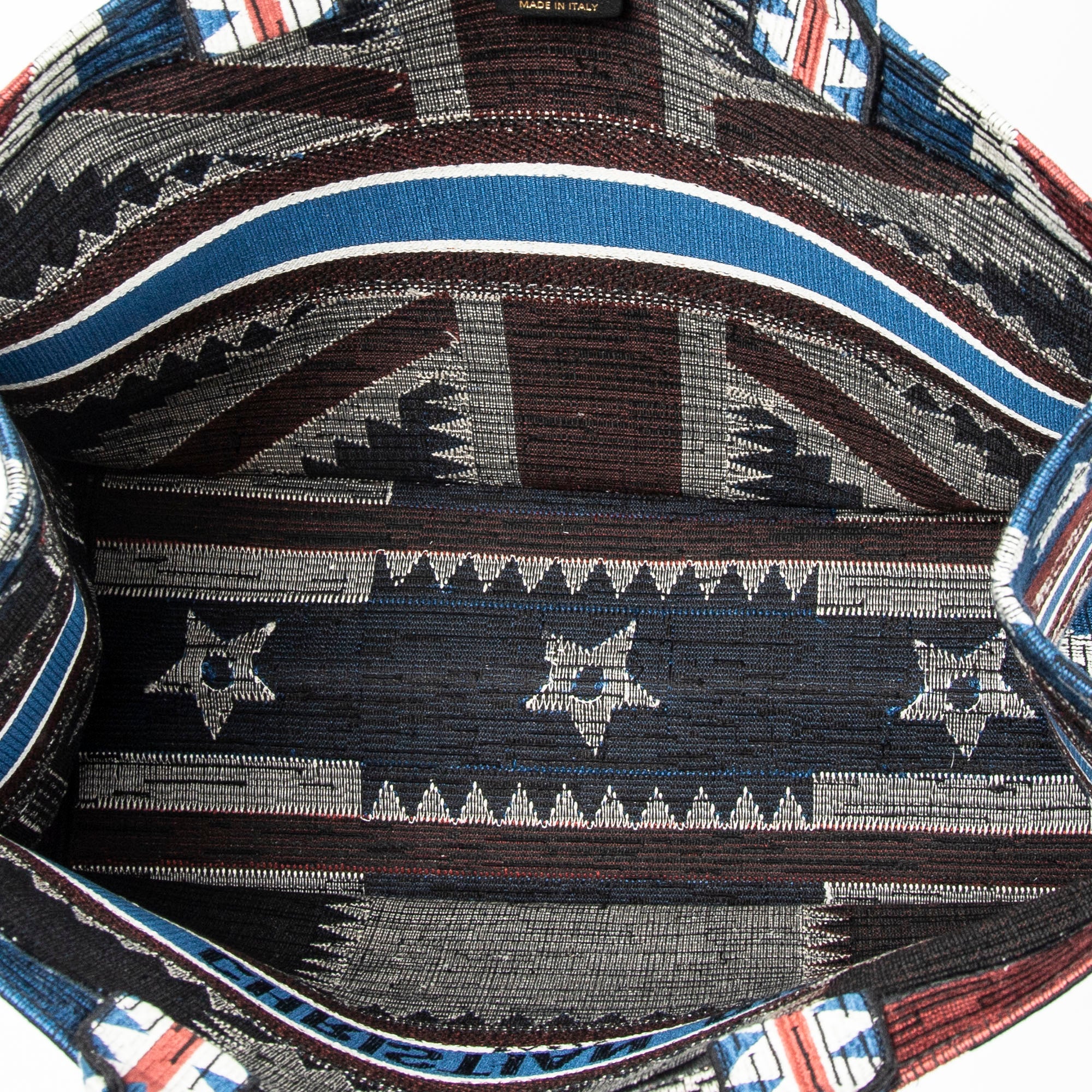 Handbag Large Book Tote Blue Embroidered Canvas