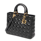 Handbag Large Lady Dior Zip Black Cannage Lambskin Leather