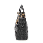 Handbag Large Lady Dior Zip Black Cannage Lambskin Leather
