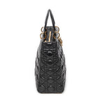 Handbag Large Lady Dior Zip Black Cannage Lambskin Leather