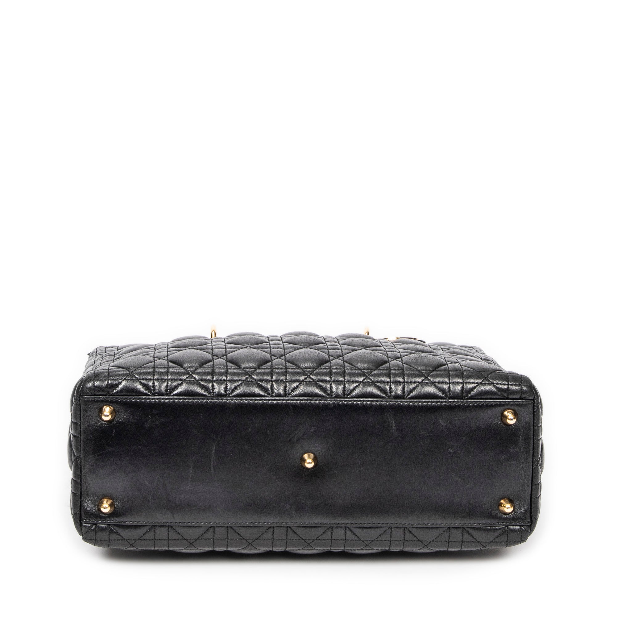 Handbag Large Lady Dior Zip Black Cannage Lambskin Leather