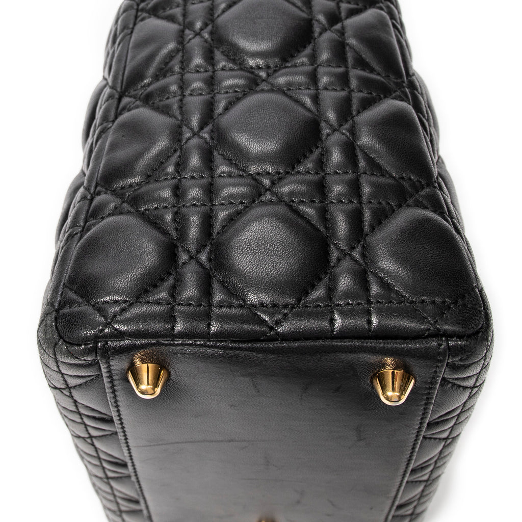 Handbag Large Lady Dior Zip Black Cannage Lambskin Leather